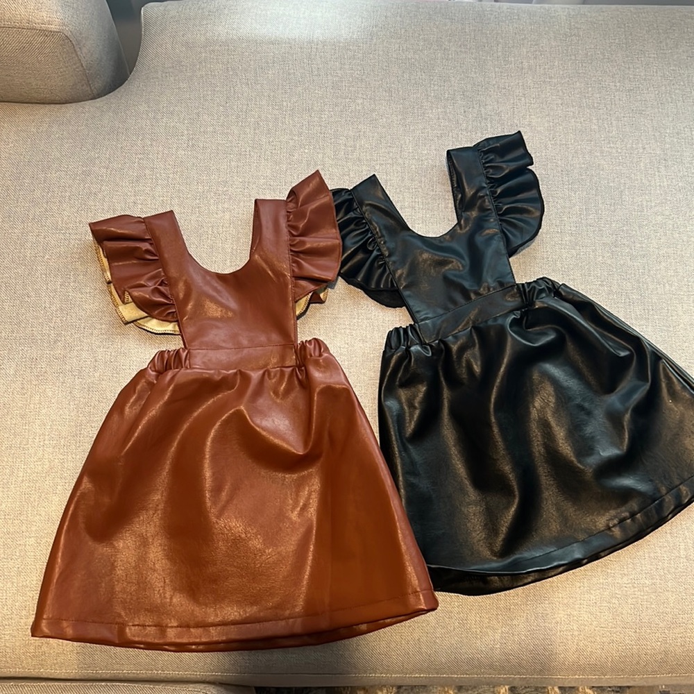 SHEIN leather dresses black and Tan used. Toddler size 2Y